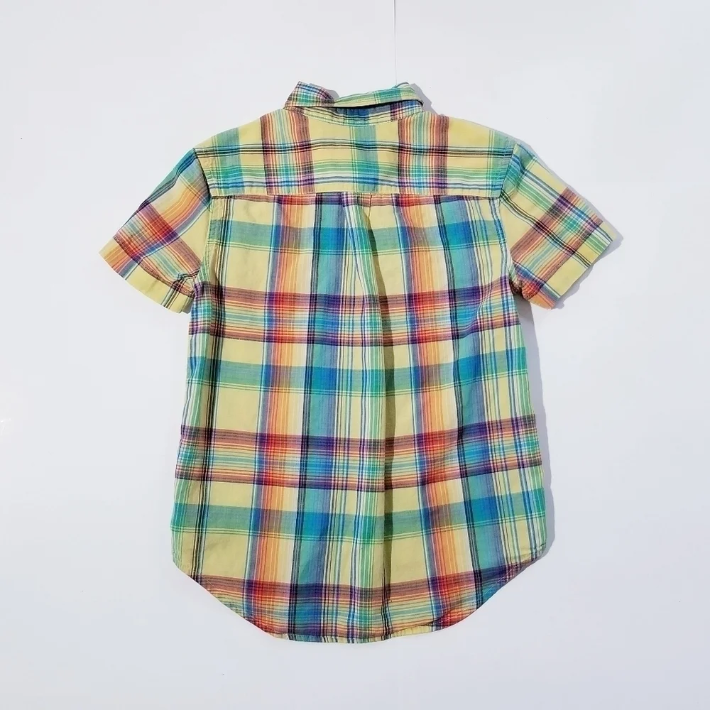 RALPH LAUREN Boys Multicolor Madras Plaid Button down Shirt size 7